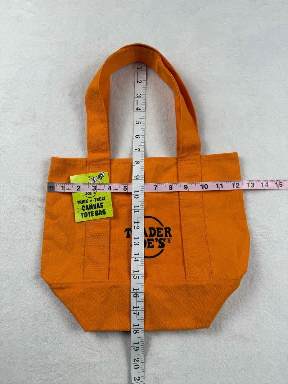 NWT Trader Joe's Trick or Treat Halloween Orange Canvas Tote Bag